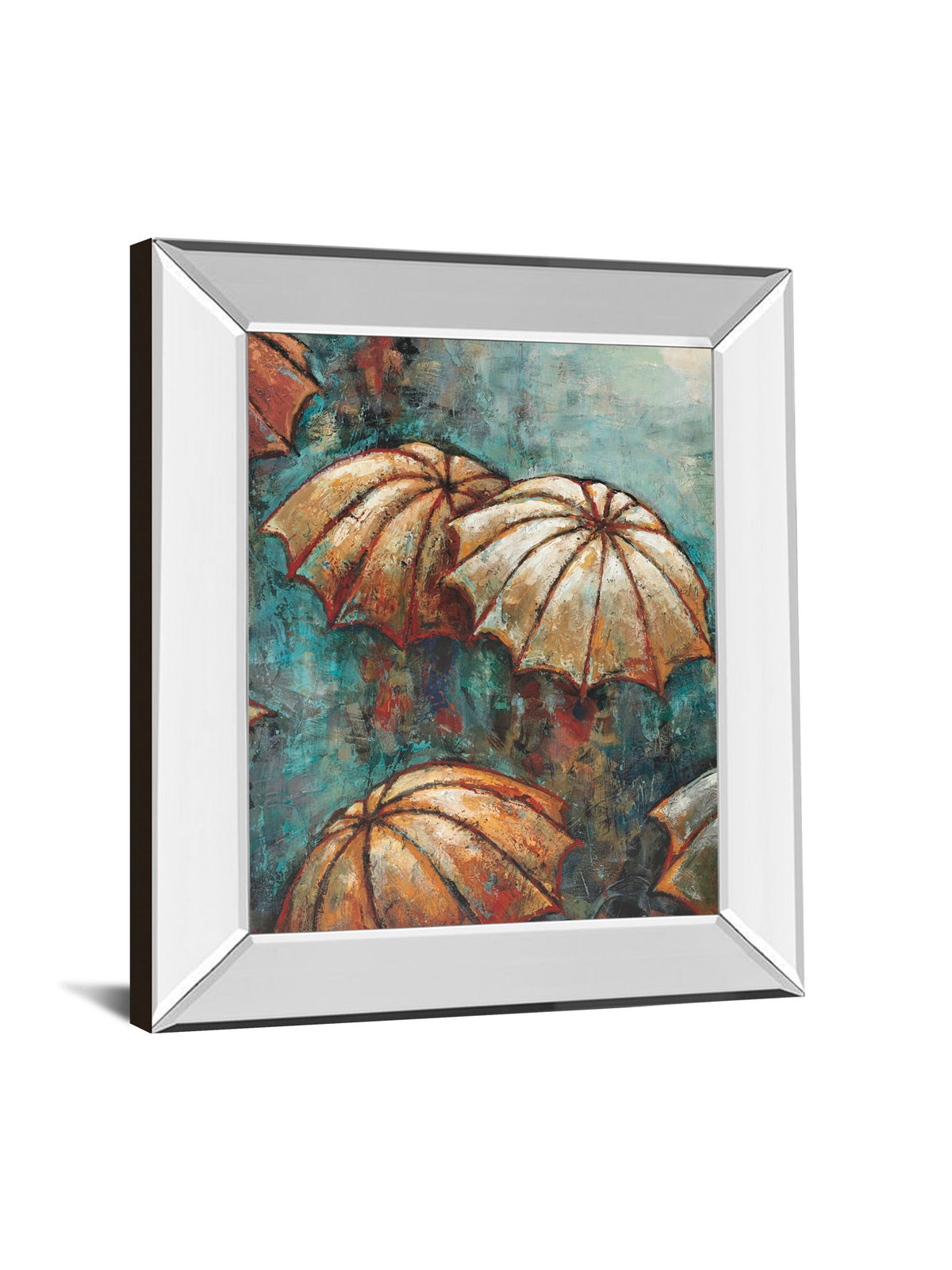 Umbrellas By Heath - Mirror Framed Print Wall Art - Blue