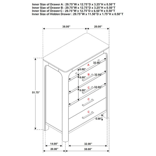 Flores - 5 Drawer Chest - Mango Color