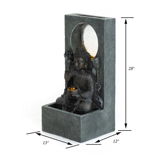 Zen - Outdoor Buddha Waterfall Fountain - Black