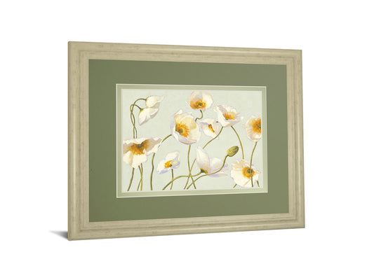 Bright Poppies By Novak - Framed Print Wall Art - Beige