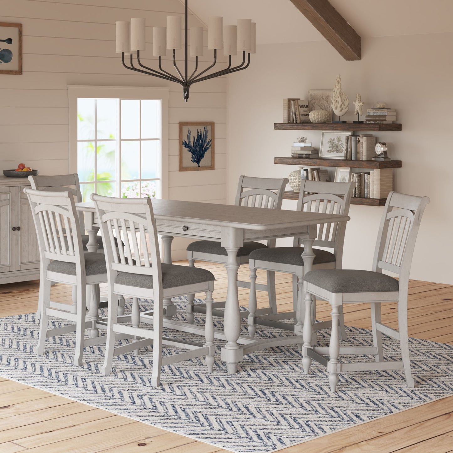 Slat Back Barstools (Set of 2) - Gray