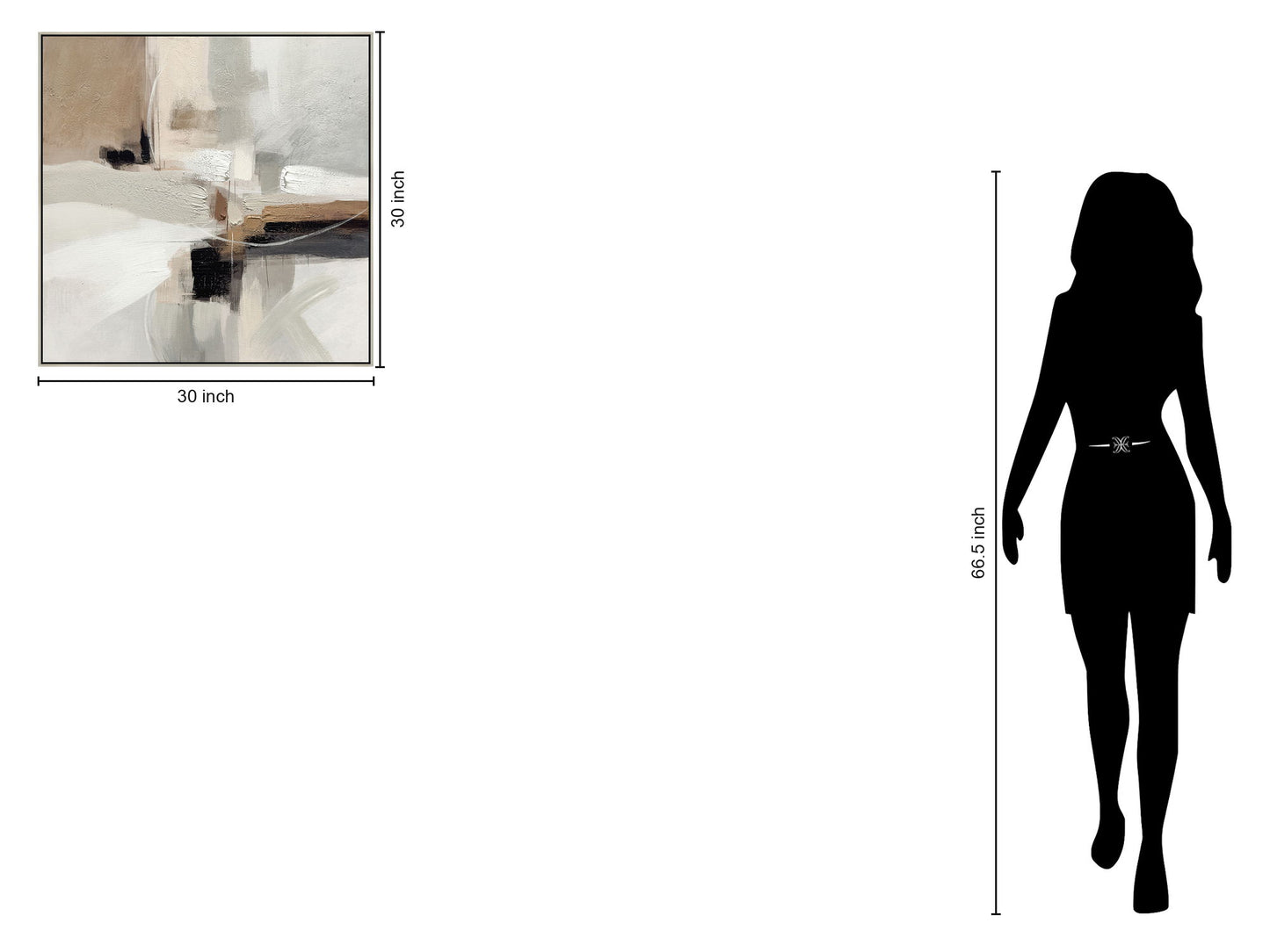 "Earthy Abstraction II" Hand-Embellished Canvas In Frame - Neutral / Black / White