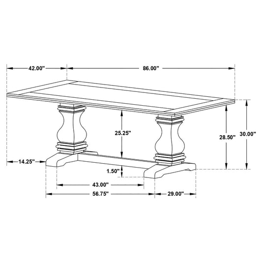 Villeneuve - Rectangular Double Pedestal Dining Table - Rustic