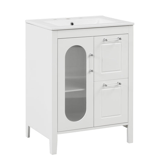 Modern Bathroom Vanity With Sink, Cabinet With 2 Drawers And Door, Adjustable Shelf