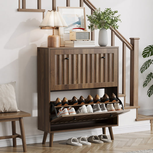 Shoe Cabinet, Storage Unit For Hallways - Walnut