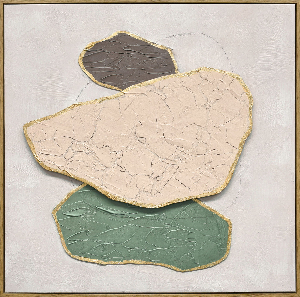 Earthen Forms II Hand-Painted LED Canvas In Frame - Beige / Blush