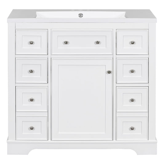 Modern Bathroom Vanity With Sink Combo, 6 Drawers And 1 Cabinet