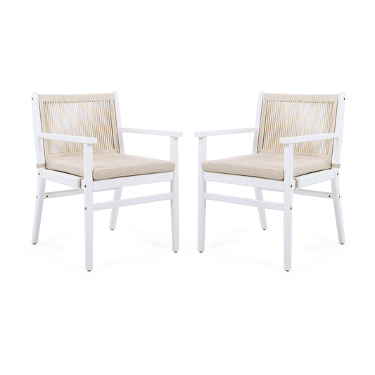 Outdoor Acacia Wood Patio Dining Armchair (Set of 2)