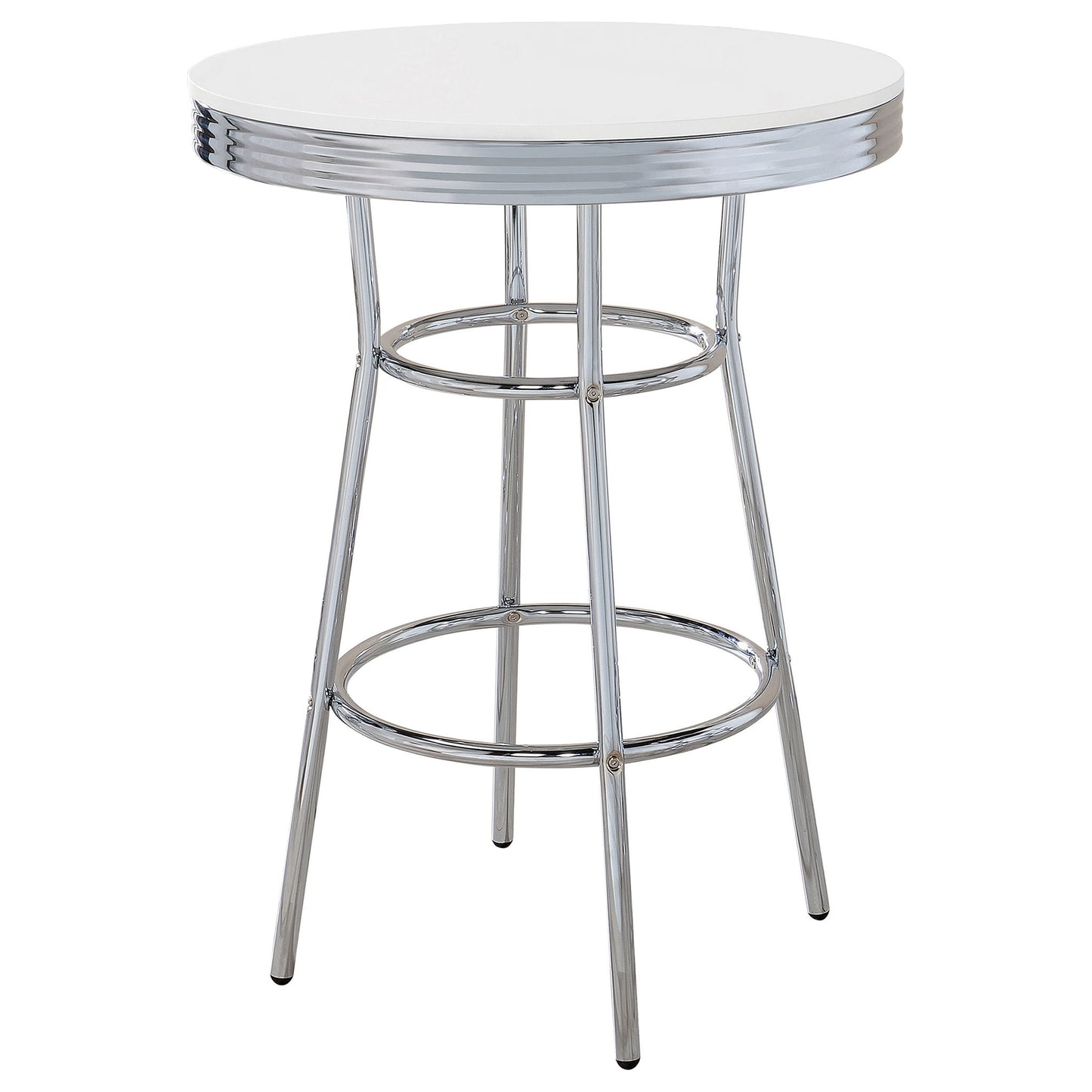 Midge - 3 Piece Round 1950S Bistro Pub Bar Table Set With Upholstery - White