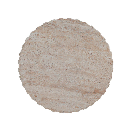 Elegant Outdoor / Indoor Lightweight Concrete Side Table With Travertine - Beige