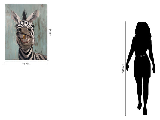 "Cheerful Stripes" Hand-Embellished Wrapped Canvas - Brown / White / Blue