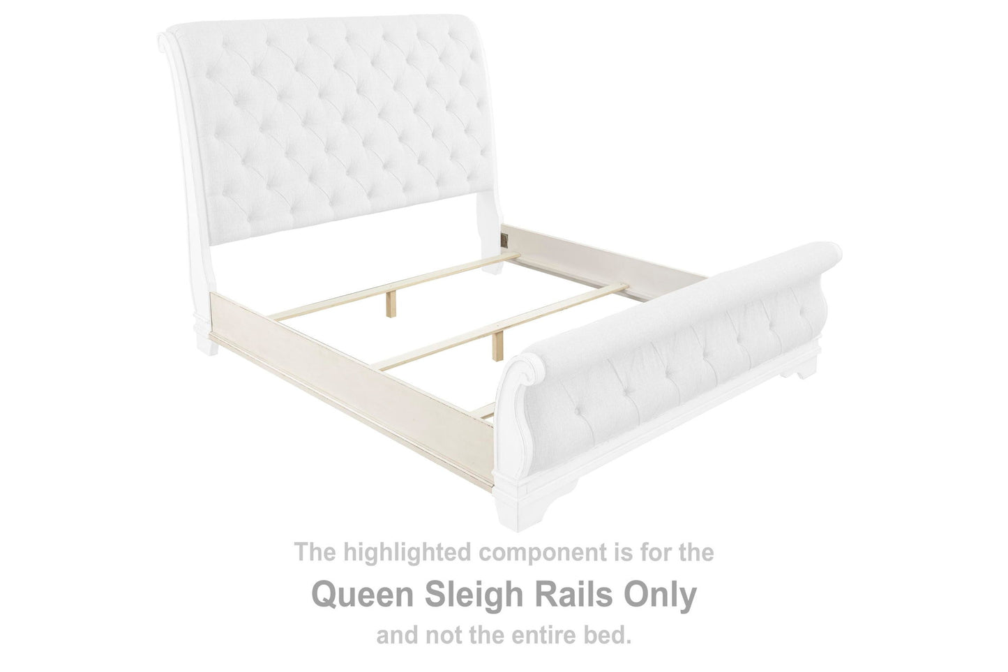 Realyn - Queen Sleigh Rails - Chipped White