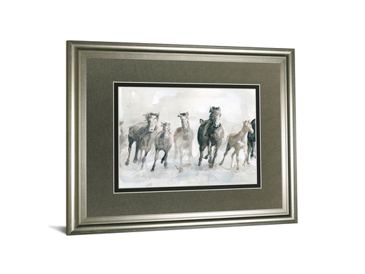 Running Wild By Carol Robinson - Framed Watercolor Print Wall Art - Dark Gray