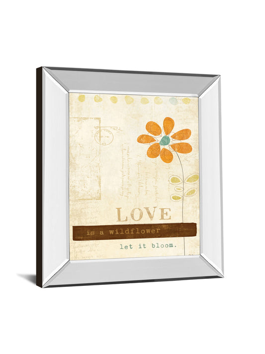 Let Love Bloom By Mollie B - Mirror Framed Print Wall Art - Beige
