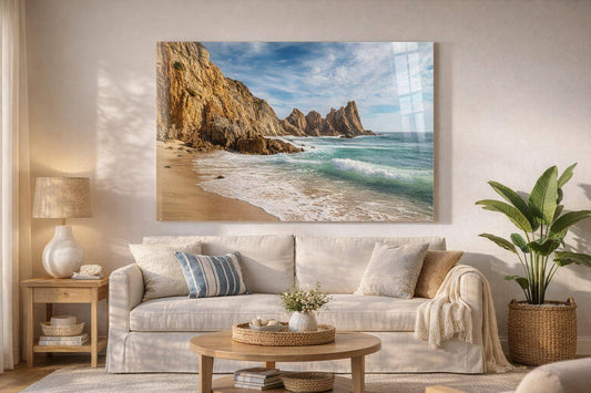 Golden Shoreline Tempered Glass - Blue / Brown