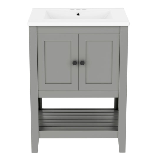 Modern Bathroom Vanity With Sink And Open Shelf