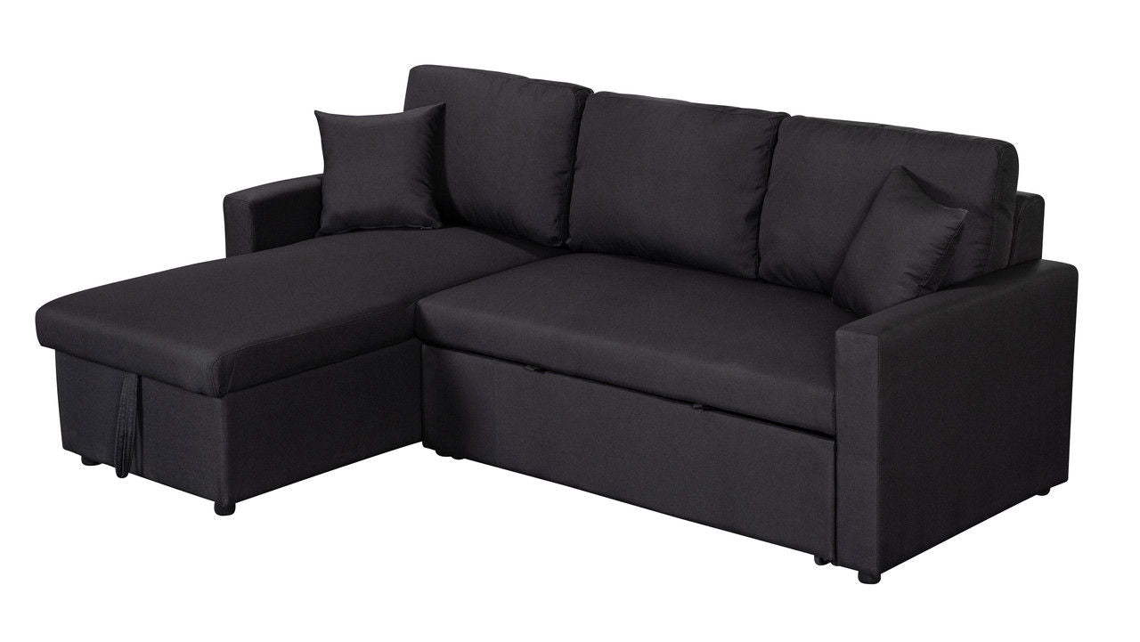 Paisley - Fabric Reversible Sleeper Sectional Sofa With Storage Chaise