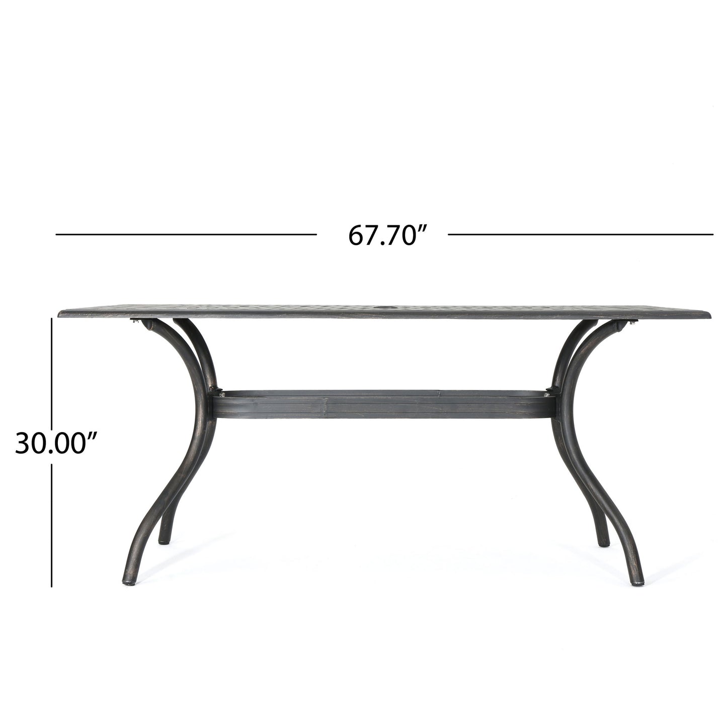 Enchantia - Outdoor Rectangular Dining Table With Weave Tabletop And Flared Legs - Copper