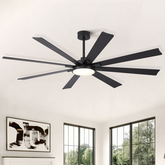 Large Ceiling Fan With Dimmable LED Light 8 Blades Remote Control, Reversible DC Motor