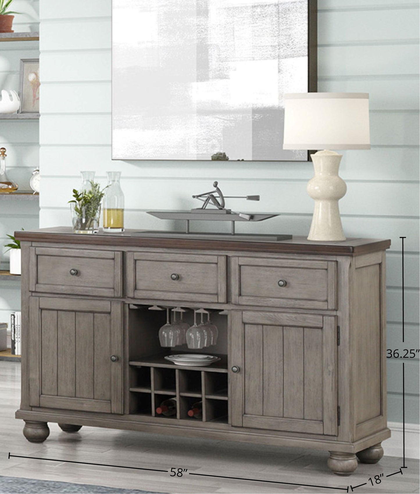 Rustic 2 Tone Sever With Powerpack - Gray