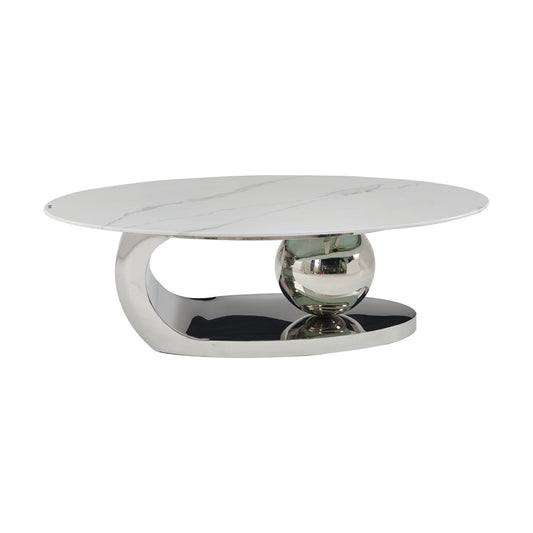 Oval Coffee Table With Geometric Precision