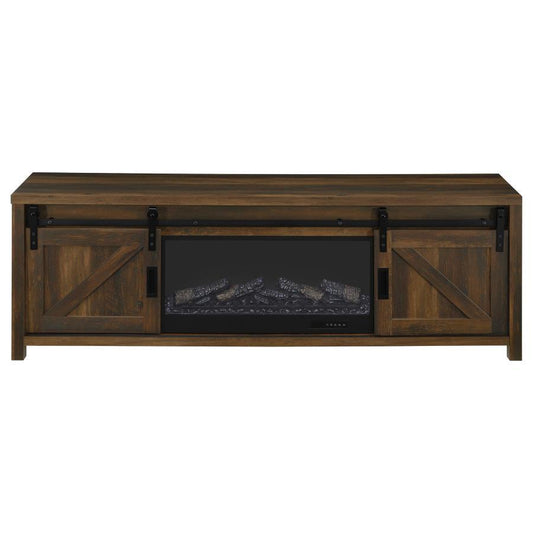 Enfield - 71" TV Stand Fireplace Media Console - Dark Pine