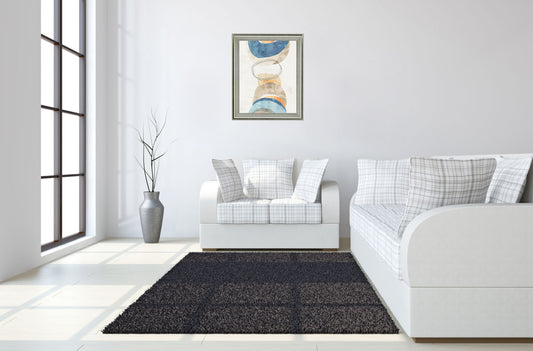 Stacked Serene Shapes - 28" x 34" Framed Wall Art - Beige