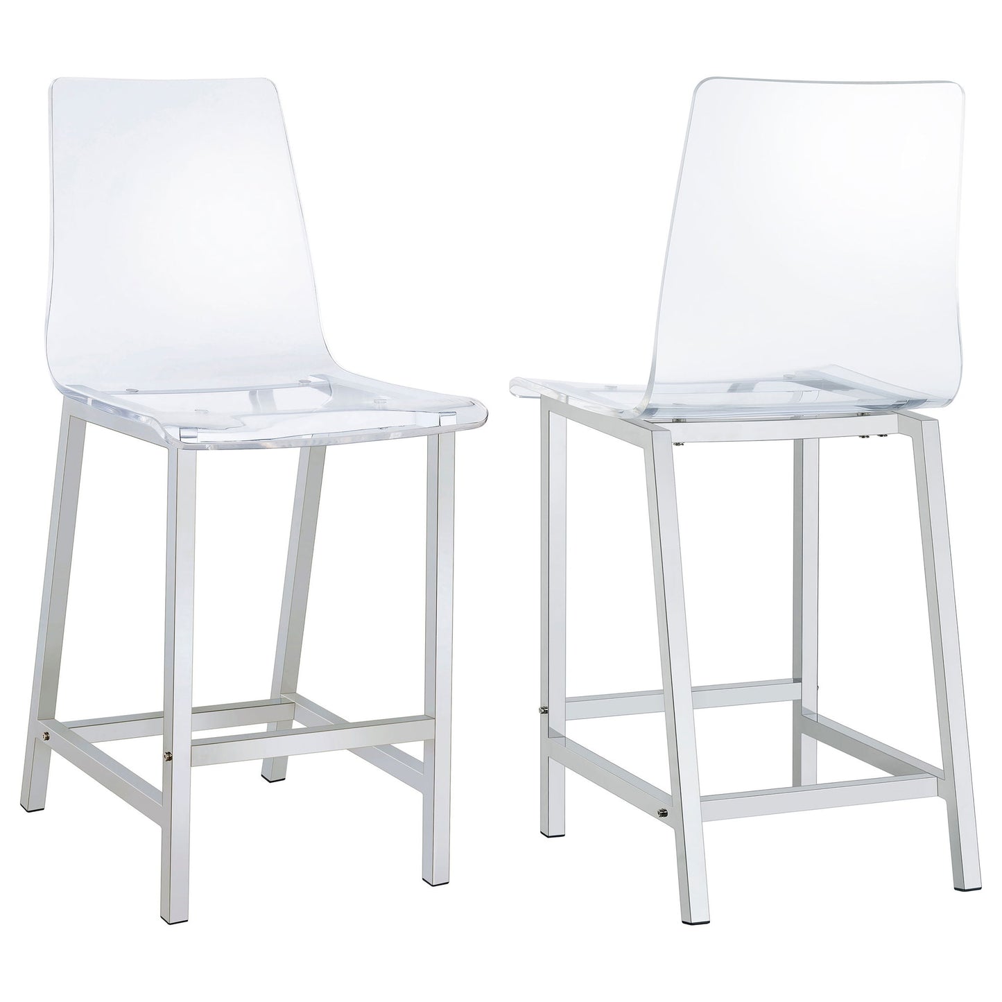 Counter Height Stools With Curved Back Design (Set of 2) - Clear