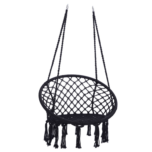 Macrame Hanging Hammock Chair, Rope Swing For Indoor And Outdoor Use