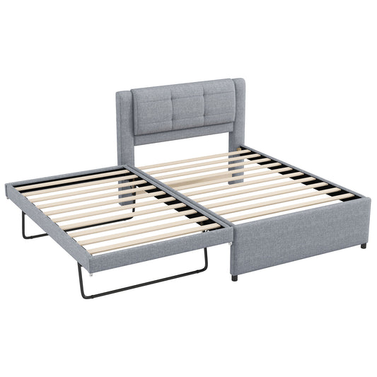 Upholstered Platform Bed With Multifunctional Trundle
