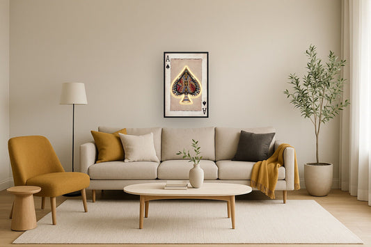 Royal Card II Hand-Embellished LED Canvas In Frame - Black / Beige