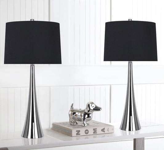 Diana - Contemporary Table Lamp (Set of 2) - Polished Nickel / Black Satin
