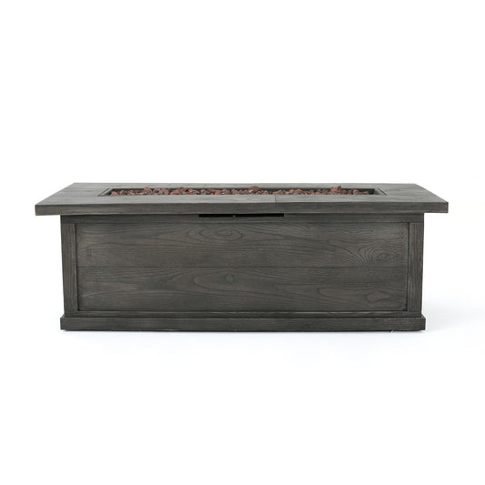 Transitional Rectangular Outdoor Propane Fire Pit With 50, 000 Btu