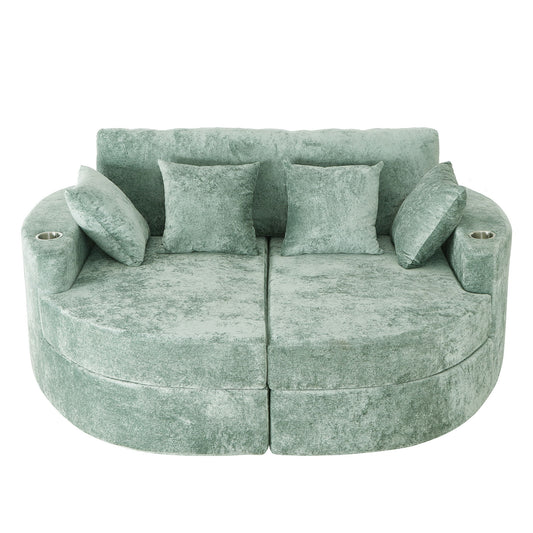 Boneless Design Upholstered Sofa Bed With Cup Holders