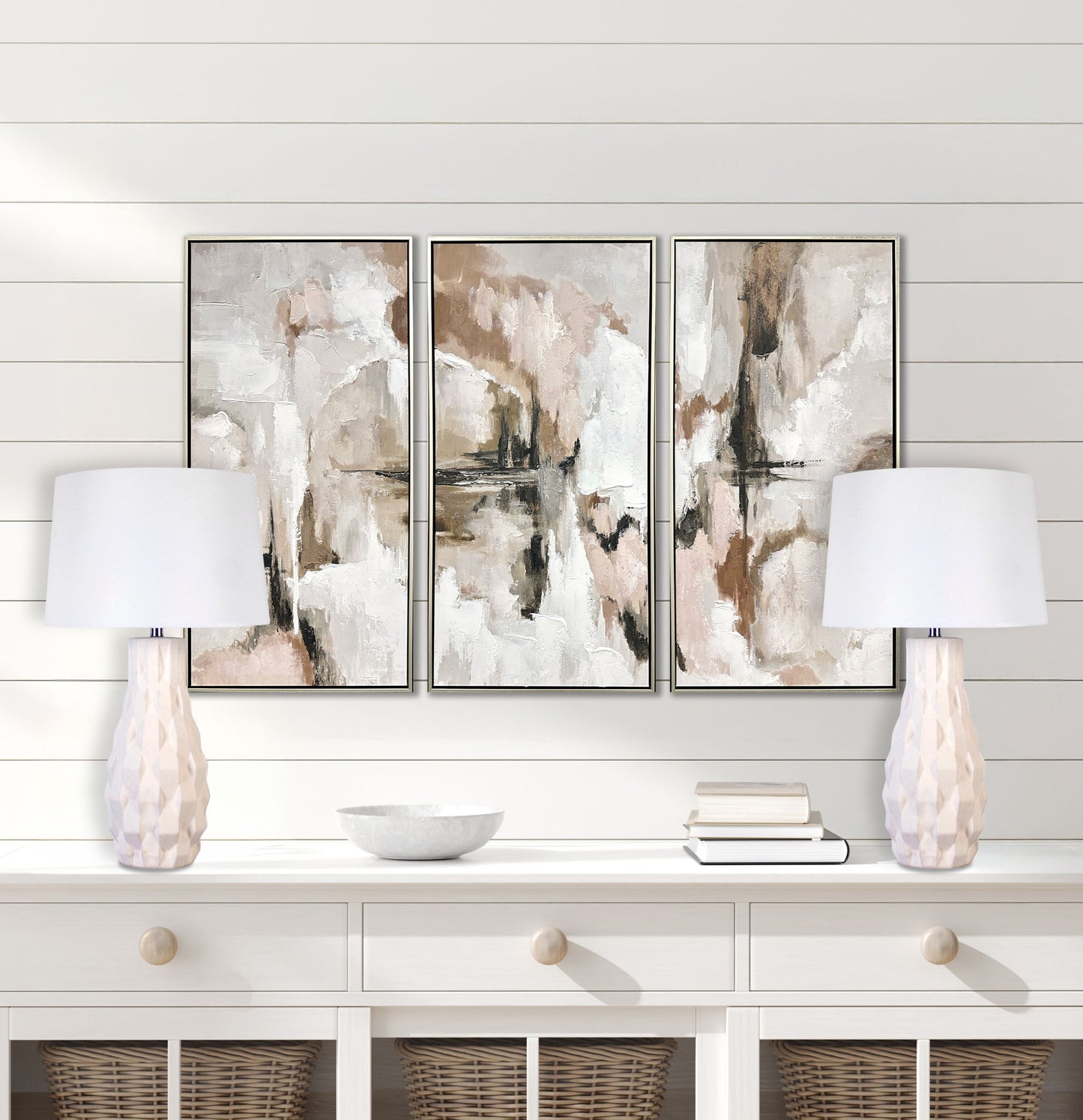 "Sculpted Elegance" Ceramic Table Lamp (Set of 2) - White Sand