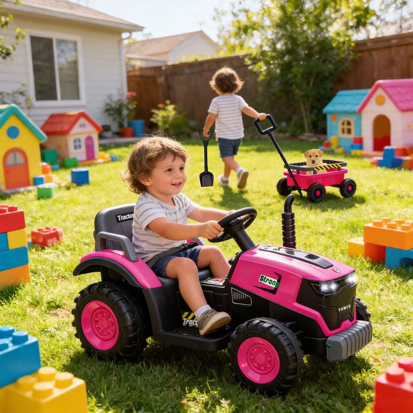 Kids Electric Ride On Tractor With Trailer