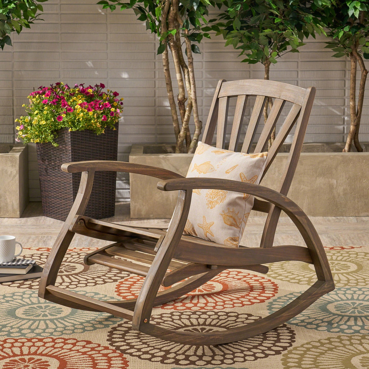 Outdoor Reclining Rocking Chair - Gray