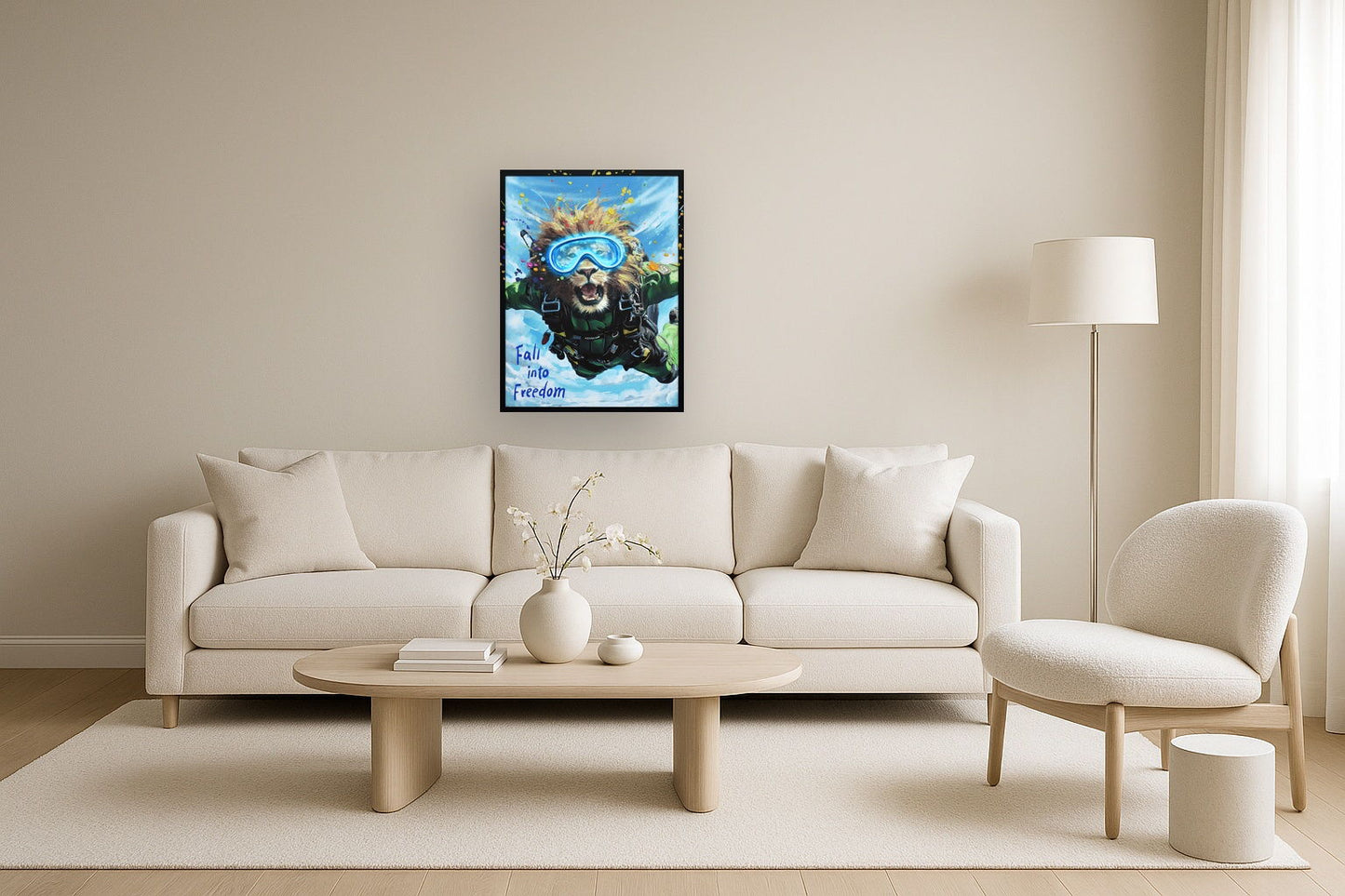 Skybound Roar I Hand-Embellished LED Canvas In Frame - Black / Blue