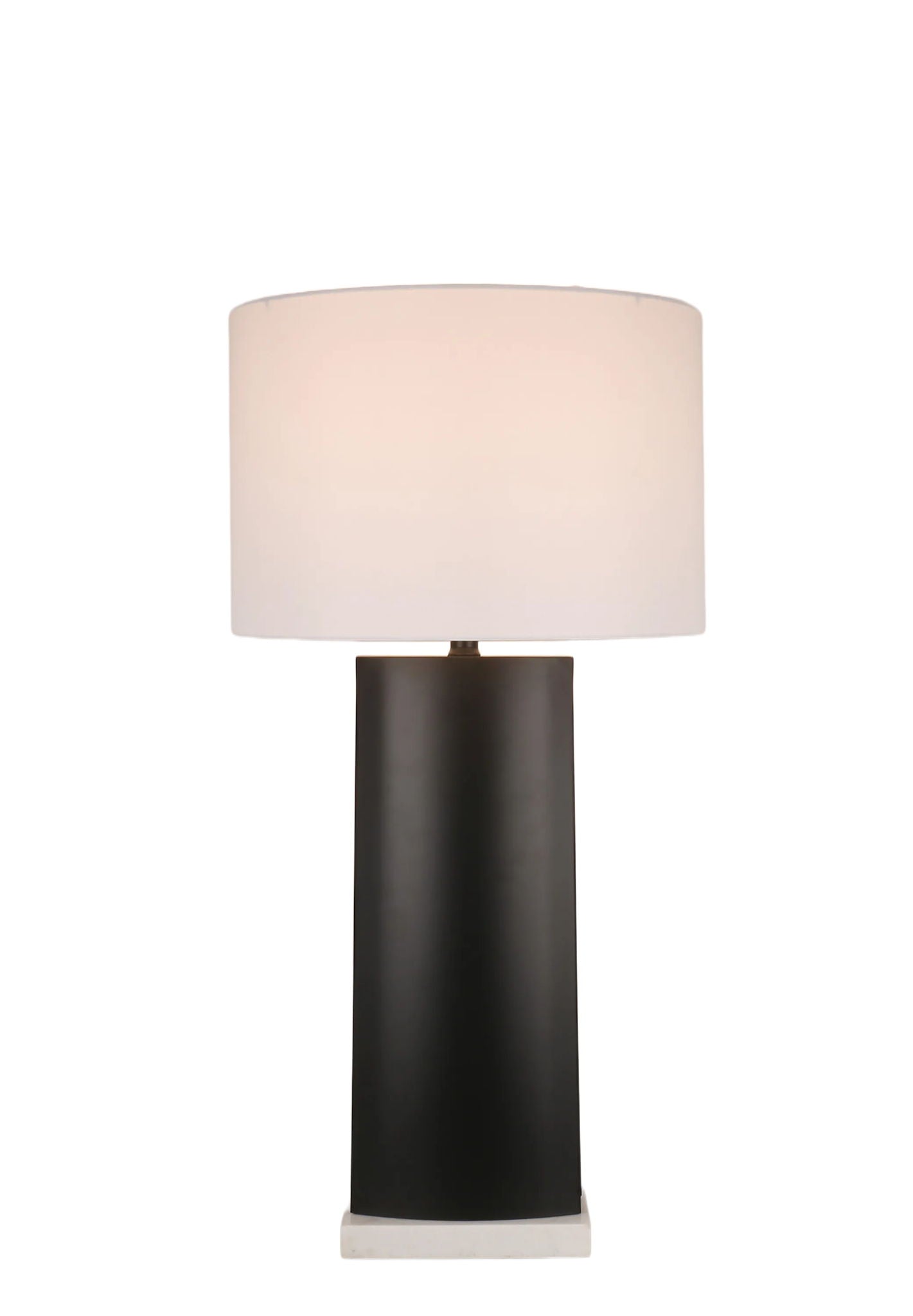 Monolith Aura Metal & Marble Table Lamp (Set of 2) - Matte Black / White Marble
