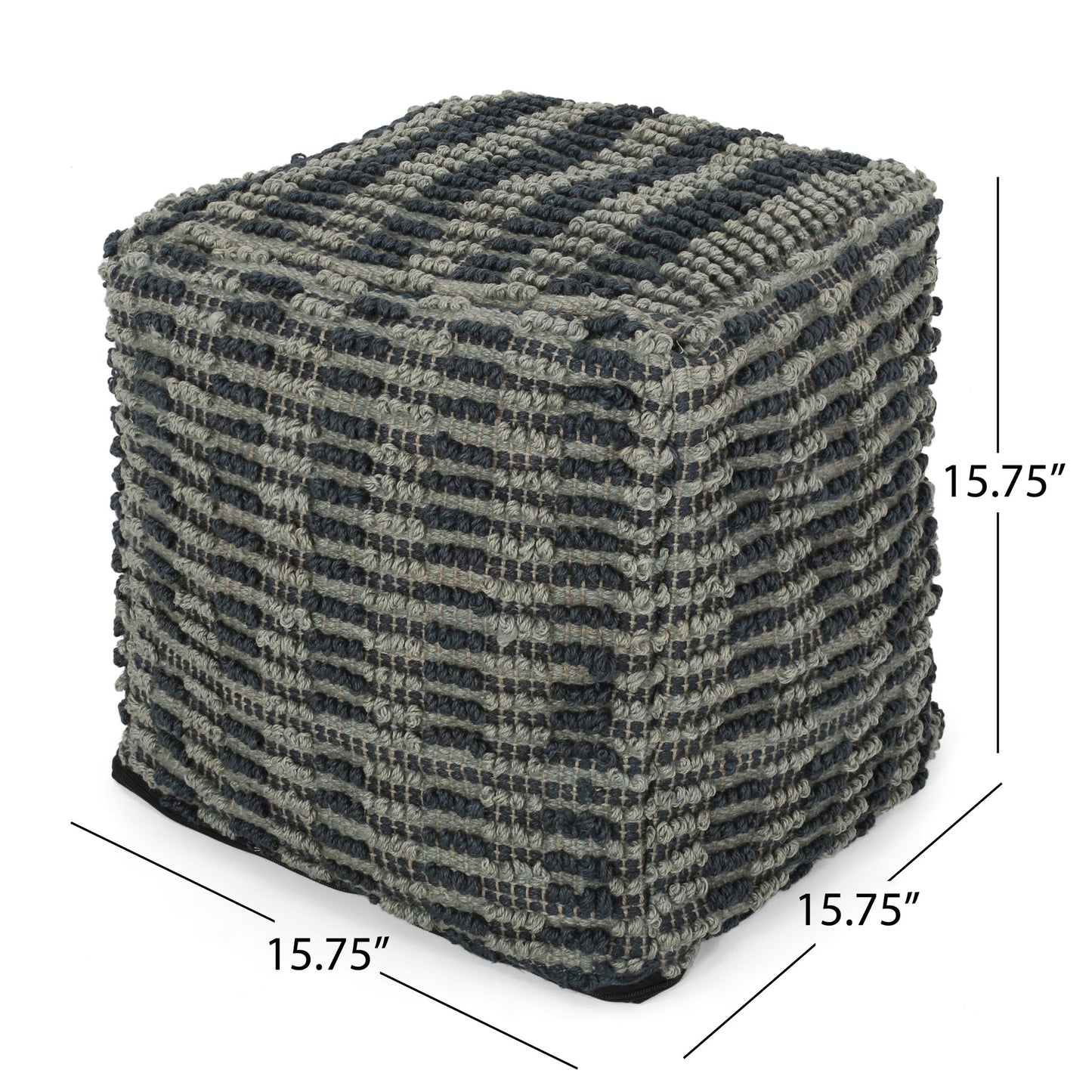 Walle - Fabric Square Pouf Ottoman And Floor Cushion Teal - Blue
