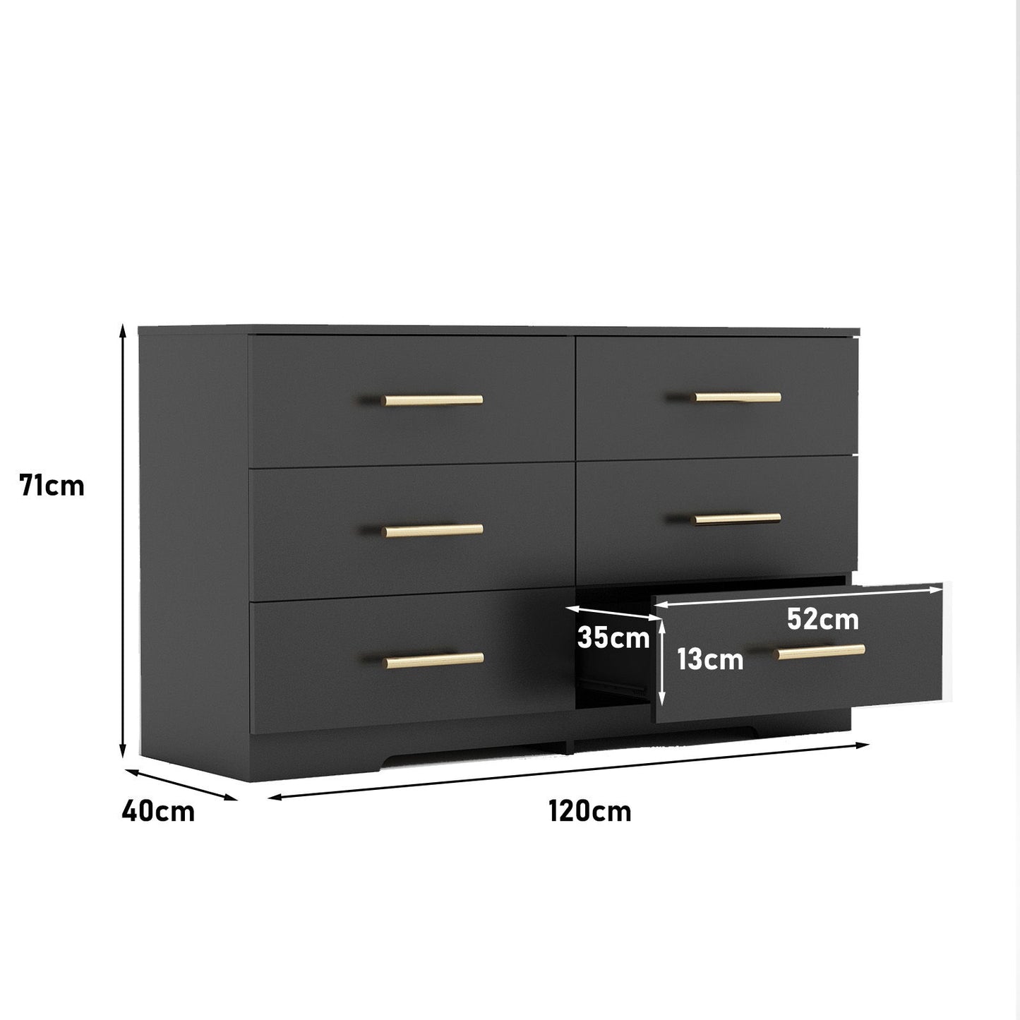 Large 6 Drawers Chest Of Drawer Dressers Table With Handle