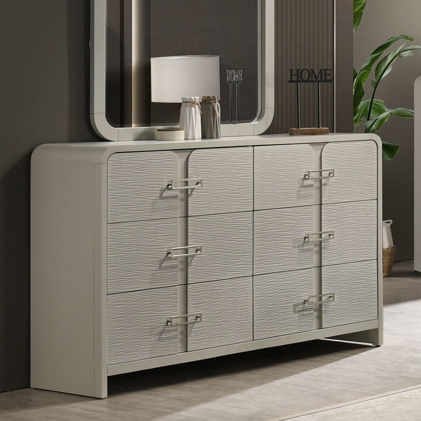 Aria - 6 Drawer Dresser - Beige