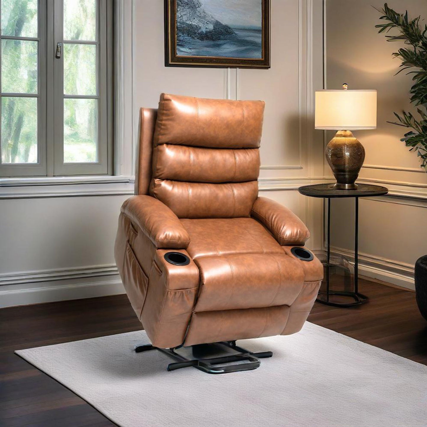 Large Size Electric Power Lift Recliner Chair Sofa With 8 Point Vibration Massage And Lumbar Heat