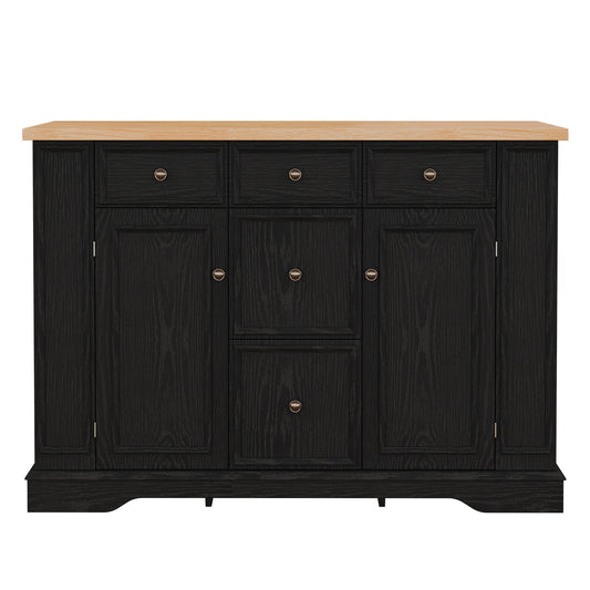 Sideboard Buffet Cabinet With 5 Drawers, 2 Cabinets, Adjustable Shelves