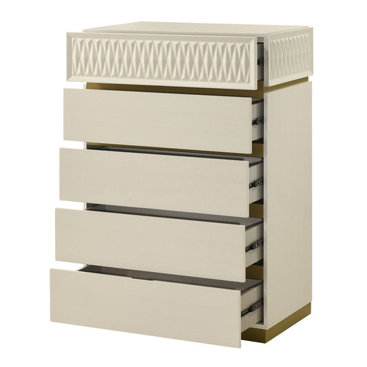 Stanley - 5 Drawer Chest With Crocodile Texture - Gray