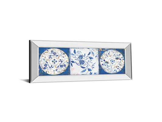 Indgio Ceramics II By Isabelle Z - Mirrored Frame Wall Art - Blue