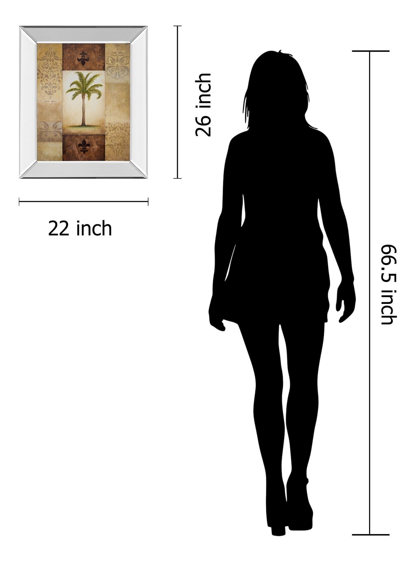 Fantasy Palm I By Michael Marcon - Mirror Framed Print Wall Art - Light Brown