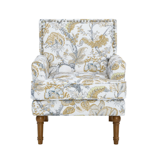Floral Accent Armchair With Nailhead Trim