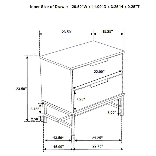 Yountville - 2 Drawer Nightstand - White