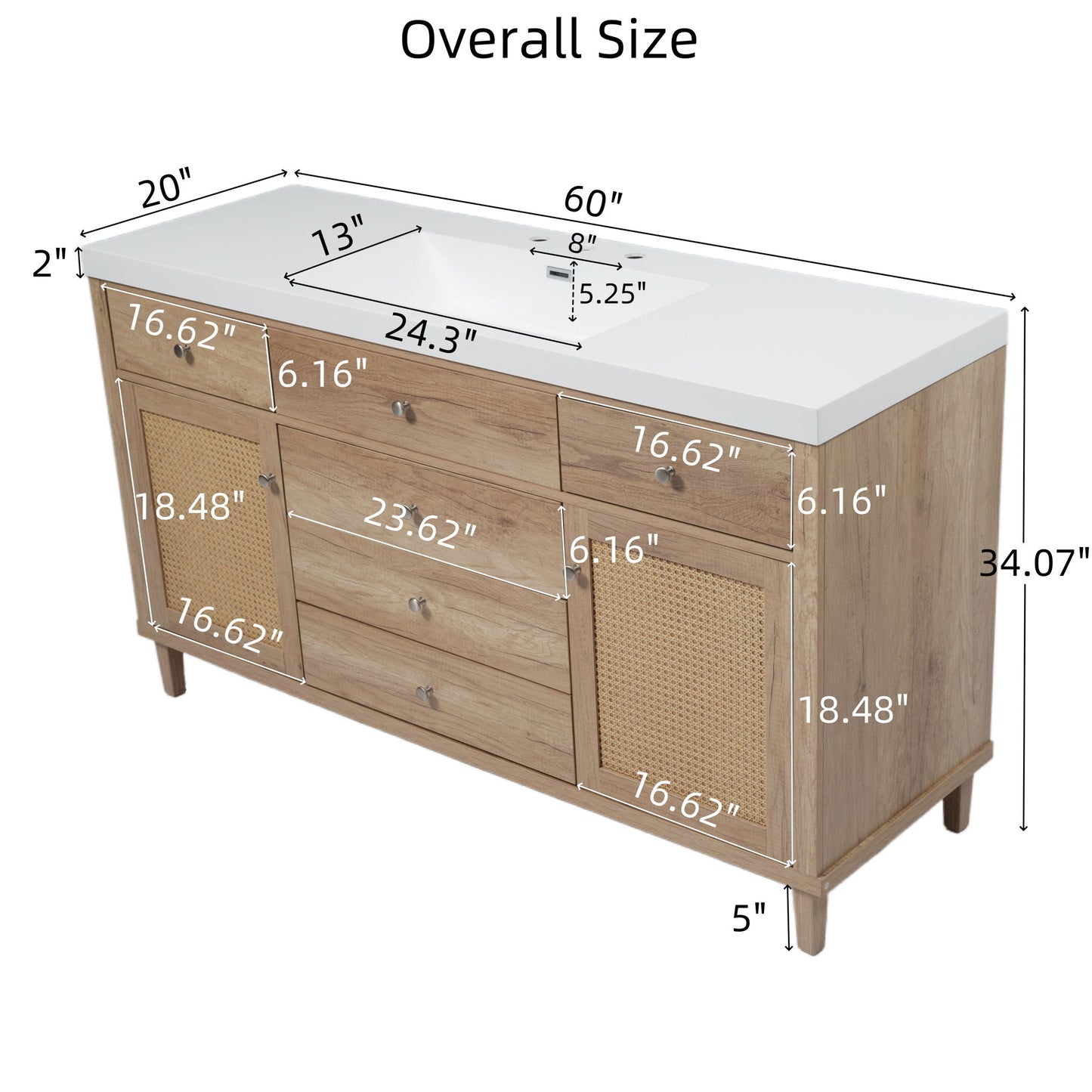 Modern Bathroom Vanity With Sink, Soft Close Drawers